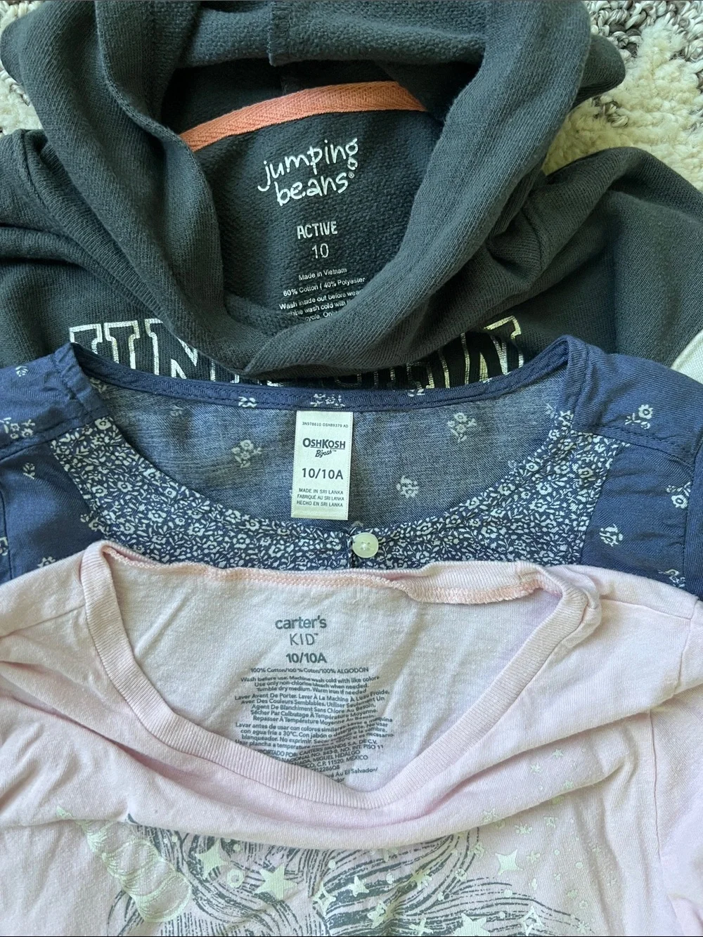 OshKosh B'gosh Girls Black Hoodie with Pink & White Accents